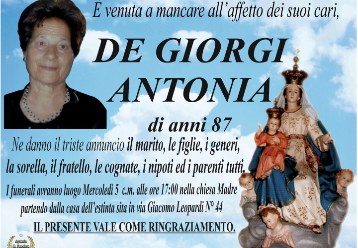 Annuncio De Giorgi Antonia